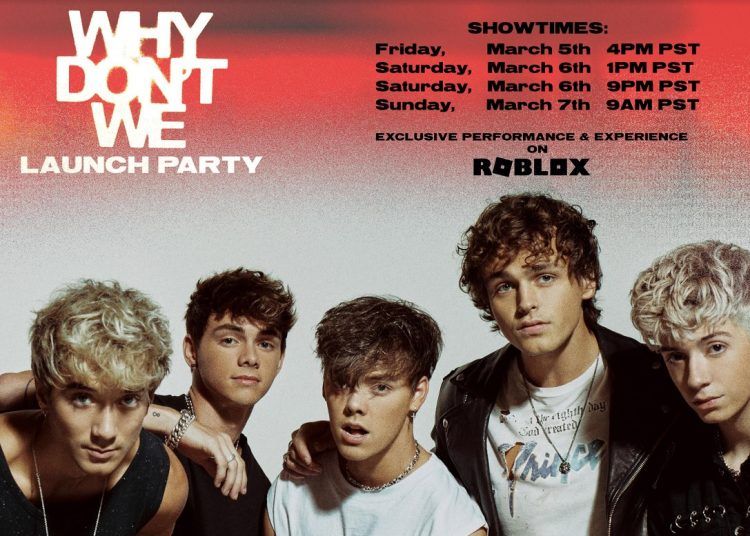 Roblox Throws Launch Party For Why Don T We Band With Atlantic Records Celebrity Land International - roblox messenger boy