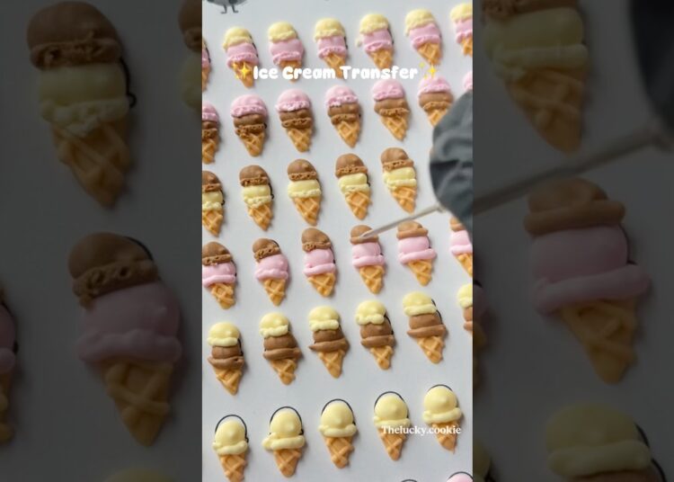 Mini ice cream sprinkles made with royal icing Recipe link in bio #cookiedecorating #asmr #icecream