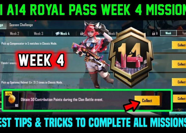 A14 RP WEEK 4 MISSION | BGMI WEEK 4 MISSIONS EXPLAINED | A14 ROYAL PASS WEEK 4 MISSION C8S24 WEEK 4