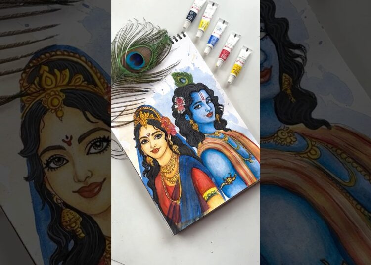 Radha Krishna cute 🥰 Drawing part 2 #krishna #shorts #art #drawing #radhakrishna
