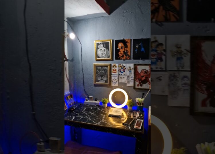 Day-6/90 Artist Room – Art Setup tour ❤️ #animeart #virat #drawing #shorts