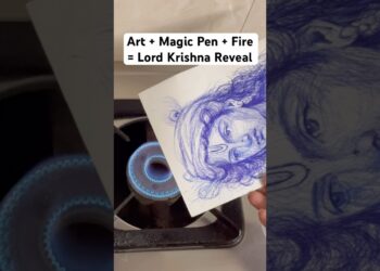 Art + Magic Pen + Fire = Divine Krishna Reveal | #Shorts #krishna #creative #artreveal