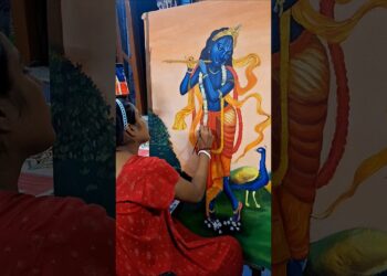 krishna drawing ❤️ #drawing #art #artist #krishna #canvaspainting #respect #trendingshorts #painting