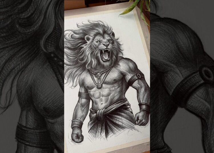 Mahavatar Narasimha Drawing 🔥 #shorts #art #drawing #narsimha
