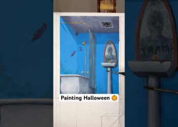 Painting Halloween 🎃 Spider?!🕷️ #satisfying #art #craft #painting #halloween #scary #creepy #fyp