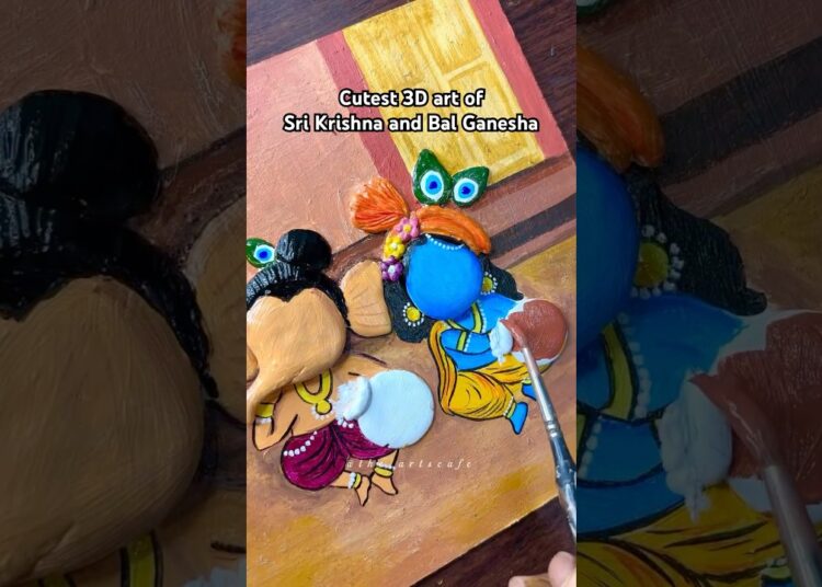 Tutorial: 3-D art of Sri Krishna and Ganesha on MDF board😍#Shorts #Trending