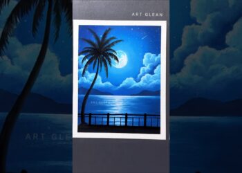 Easy Night Sky with Moon Drawing #shortsfeed #shorts