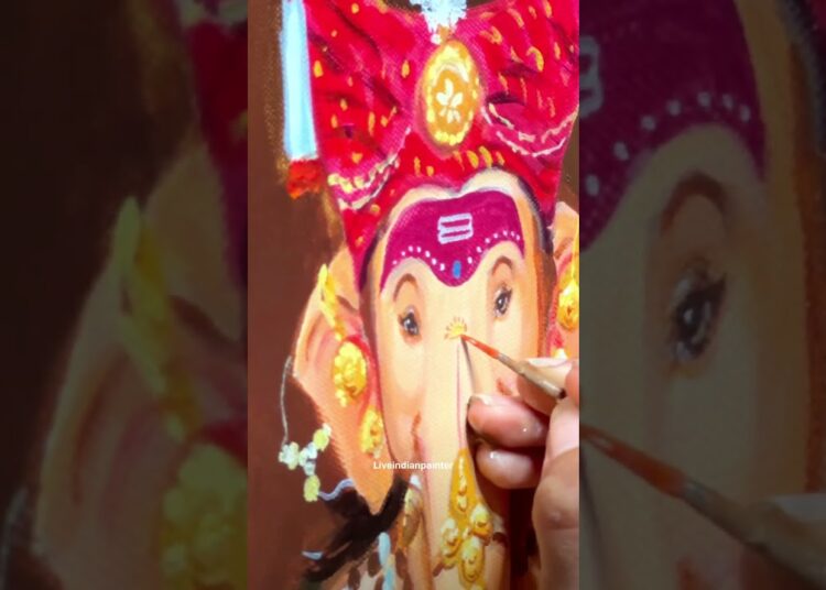 Live painting at Parel cha Lambodar Laxmicottage#ganpati#bappa#artist#livepainting#ganpatibappamorya