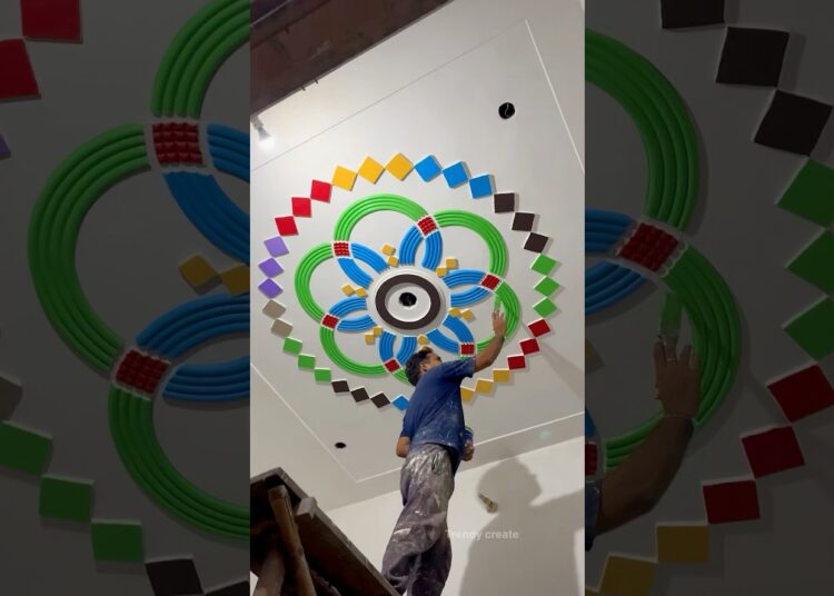 POP ceiling flower design colouring ￼￼🔥❤️😍 #popdesign #shorts #art #artist