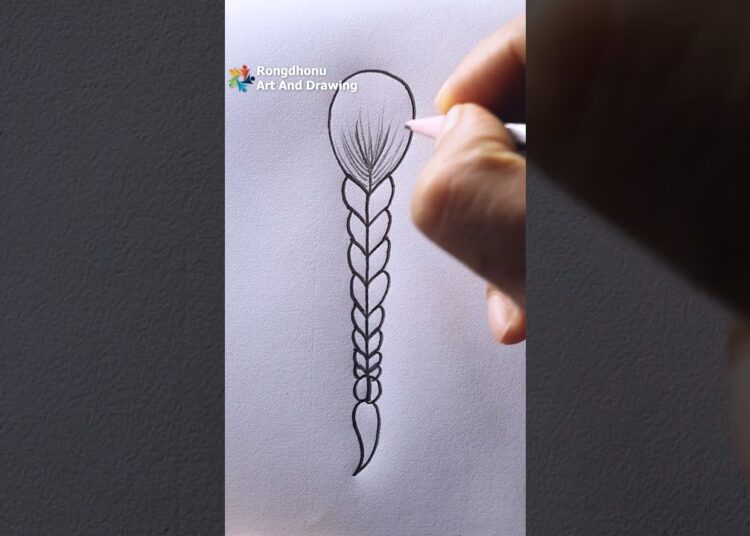 Beautiful Braided Hair Pencil Drawing | Simple Hair Sketch Art