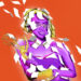 An illustration of a person holding an Emmy award with little note papers stuck to them
