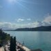 blue lake in austria with blue skies