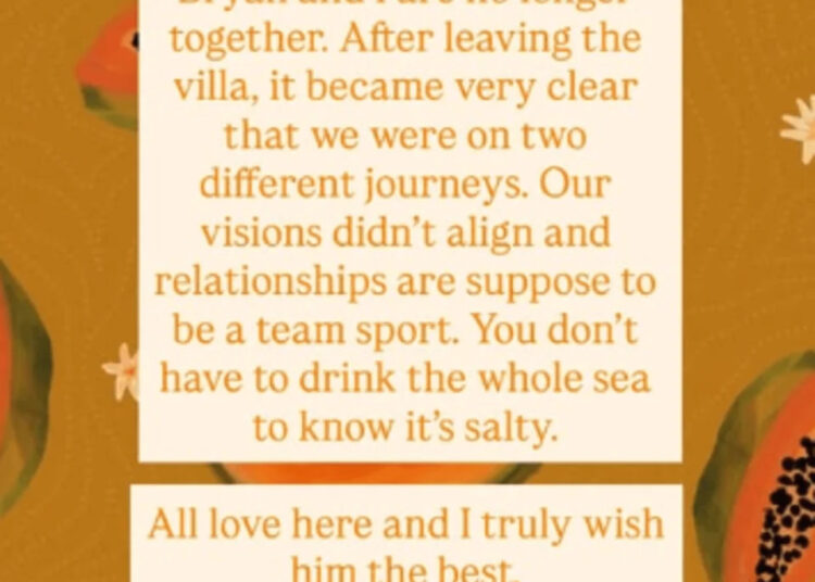 Amaya confirmed she and Bryan have broken up.  (Instagram/Amaya)