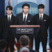 BTS attends a White House daily press briefing in 2022. The band will release a series of concert films in theaters. File Photo by Oliver Contreras/UPI