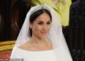 Meghan Markle is pictured on her wedding day at St George's Chapel on May 19, 2018