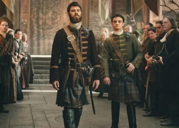 STARZ Sam Retford as Dougal MacKenzie and Seamus McLean Ross as Colum MacKenzie on 'Outlander: Blood of My Blood'