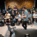 Evren Goknar talks with his students in his Digital Mastering, Editing and Delivery class MU 4280 class on the first day of classes