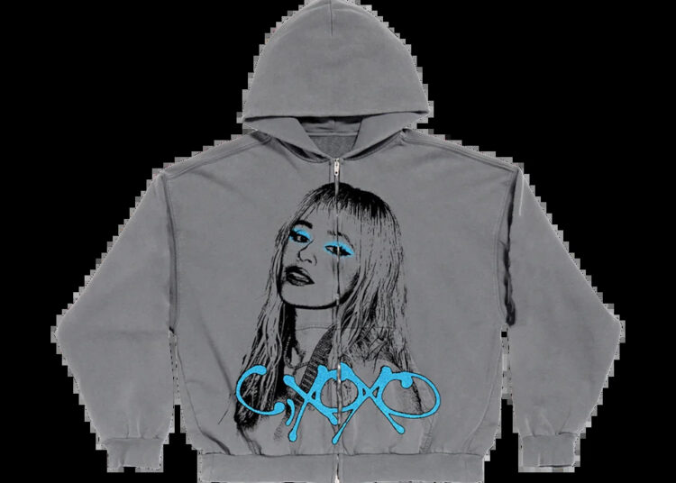 C,XOXO Glitter Eyeshadow Zip Up Hoodie