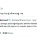 Tweet by Cash Cobain responding to a post by Shenellica Bettencourt about body shaming and music releases.