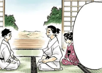 Akaza and Keizo in a panel from the Demon Slayer manga