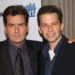 Charlie Sheen and Jon Cryer at a movie premiere
