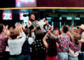Dancers are cheering the efforts of Chubby Checker at the end of the taping for Checker’s “Texas Twist” video at the Wildhorse Saloon in downtown Nashville on Aug. 21, 1995.