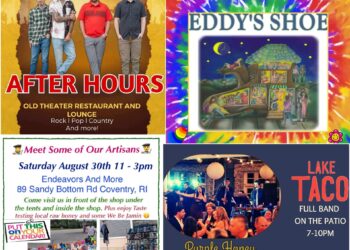 [Credit: WP Composite] This week’s Coventry Community Events in Coventry, RI include live music at both Olde Theater Restaurant and Lake Taco, a local artisans meet up, and the continuation of the Free Summer Entertainment Series.