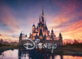 Walt Disney Animation intro with castle and sunset.