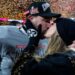 FILE - Kansas City Chiefs tight end Travis Kelce and Taylor Swift kiss after the AFC Championship NFL football game against the Buffalo Bills, Jan. 26, 2025, in Kansas City, Mo. (AP Photo/Ashley Landis, File)