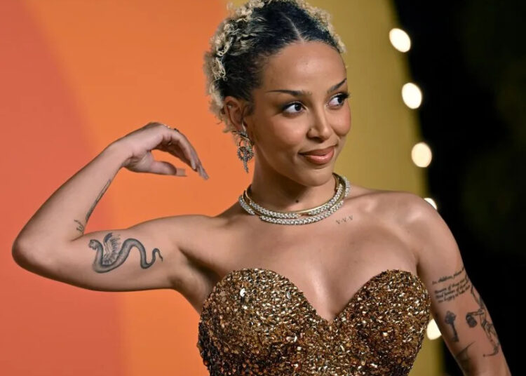 Doja Cat arrives for the Vanity Fair Oscar Party in March. File Photo by Chris Chew/UPI