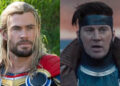 Chris Hemsworth as Thor in Thor: Love And Thunder and Channing Tatum as Gambit in Deadpool & Wolverine side-by-side images.