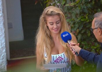 Chloe Ayling with RAI reporter. Photo: BBC/RAI