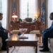 This image released by Disney shows James Marsden, left, and Sterling K. Brown in a scene from "Paradise."
