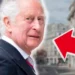 Older man with gray hair in a dark suit looking back on a city street with a red arrow pointing at him
