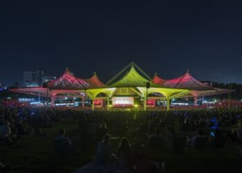night time shot of music venue outside