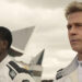 Damson Idris as Joshua Pearce and Brad Pitt as Sonny Hayes in Apple Original Films’ “F1 The Movie,” now in theaters and IMAX.