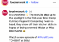 A screenshot of the caption from the Food Network's recent post about "Worst Cooks in America."