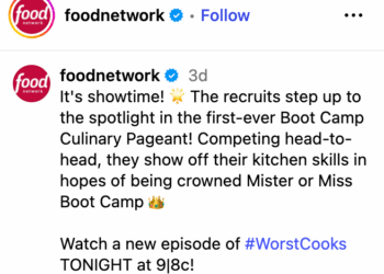 A screenshot of the caption from the Food Network's recent post about "Worst Cooks in America."