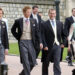 Prince William (left), Prince Harry (second left), Peter Phillips (second right) and Zara Phillips arriving for the wedding of the Prince of Wales and Camilla Parker Bowles. Photo credit should read: Martin Hayhow/PA
