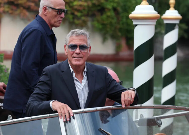 George Clooney is seen at Hotel Excelsior during the Venice International Film Festival on Aug. 27, 2025.