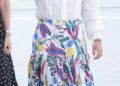 On August 1, the 18-year-old wore a colourful skirt belonging to her mother Queen Mary to watch a changing of the guard ceremony wearing a La DoubleJ Botanical-Print Midi Skirt