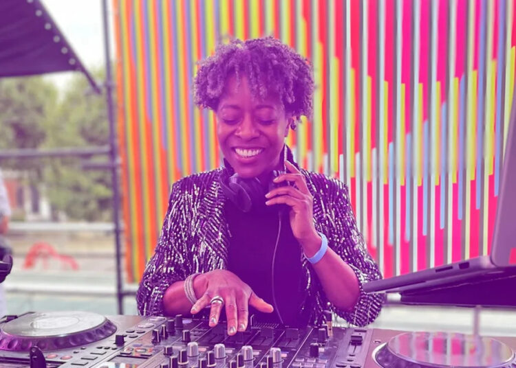 Decks appeal: Linett Kamala DJs at the grief rave (Annie Frost Nicholson)