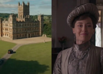 The estate at Downton side-by-side with Bertha looking proud in a NY home in The Gilded Age.
