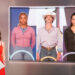 Julie Chen Moonves in front of a screen with Mickey, Rylie and Morgan in Big Brother Season 27.