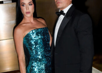 Katy Perry and Orlando Bloom at the Kering Caring for Women Dinner during New York Ready to Wear Fashion Week held at The Pool on September 9, 2024 in New York, New York.