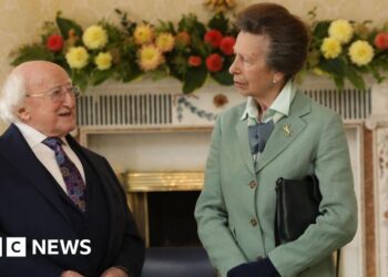 Irish president welcomes Princess Anne to Dublin residence