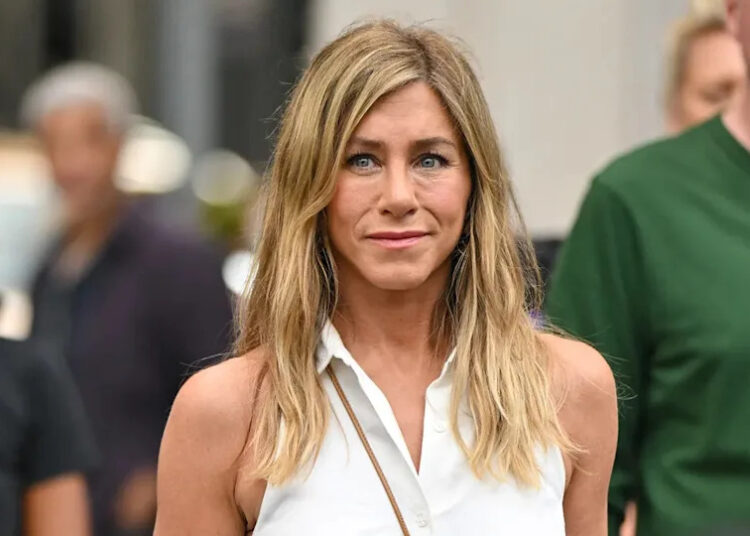 Jennifer Aniston on the set of "The Morning Show"
