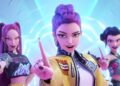 This image released by Netflix shows characters, from left, Rumi, Zoey, and Mira in a scene from "KPop Demon Hunters." (Netflix via AP)
