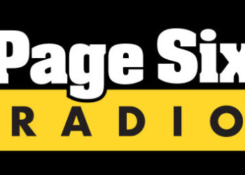 the black, white, and yellow logo for page six radio