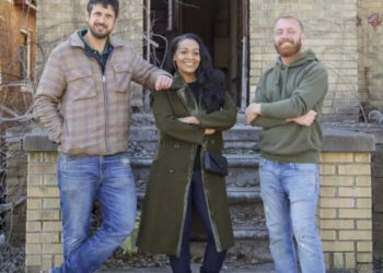 Evan Thomas, Shea Whitfield, and Keith Bynum from HGTV's Bargain Block, 2024.